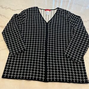 NWOT Anne Klein Black and White Patterned‎ Button Down Shirt